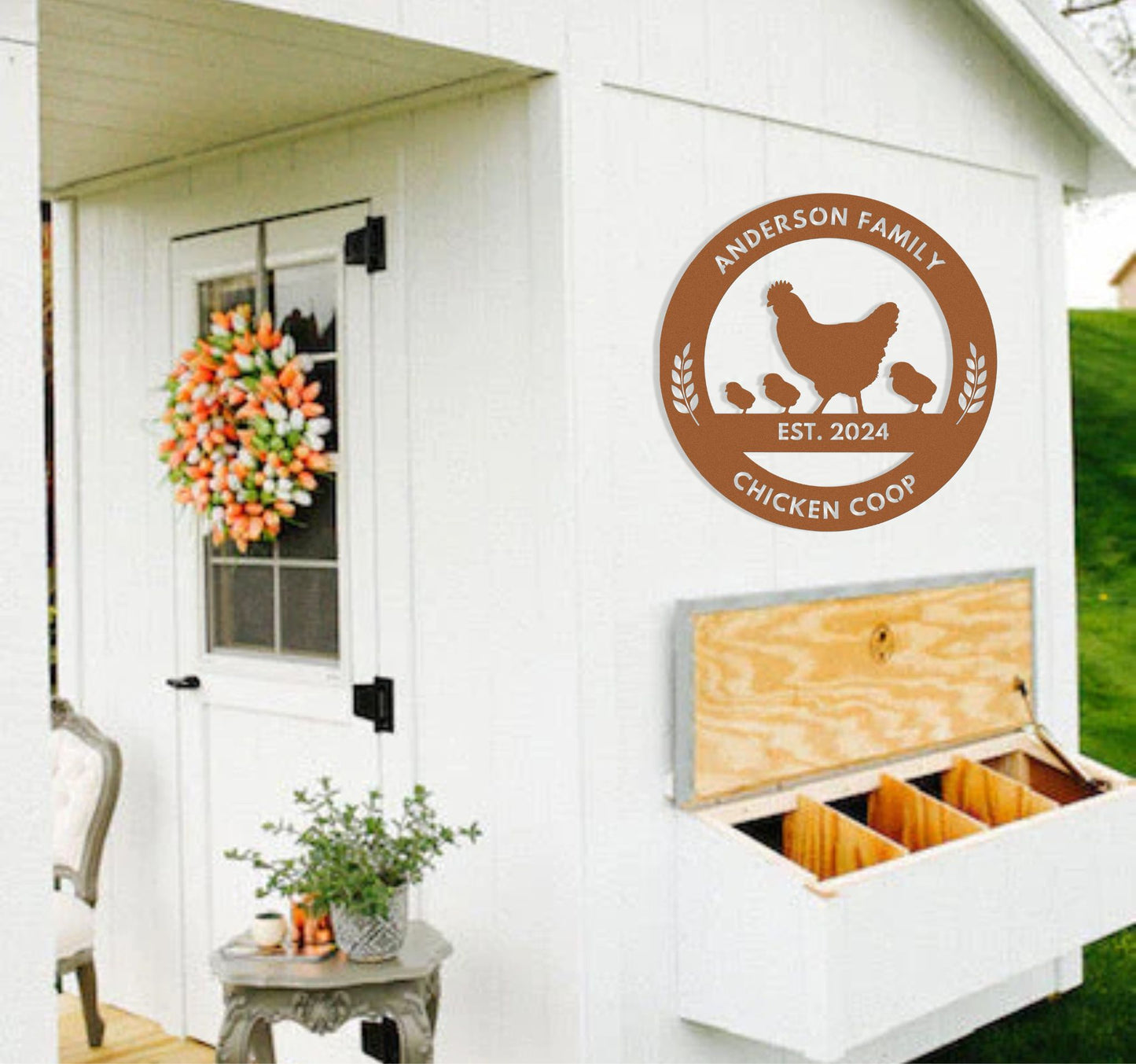 Hen and Chicks Personalized Coop Sign