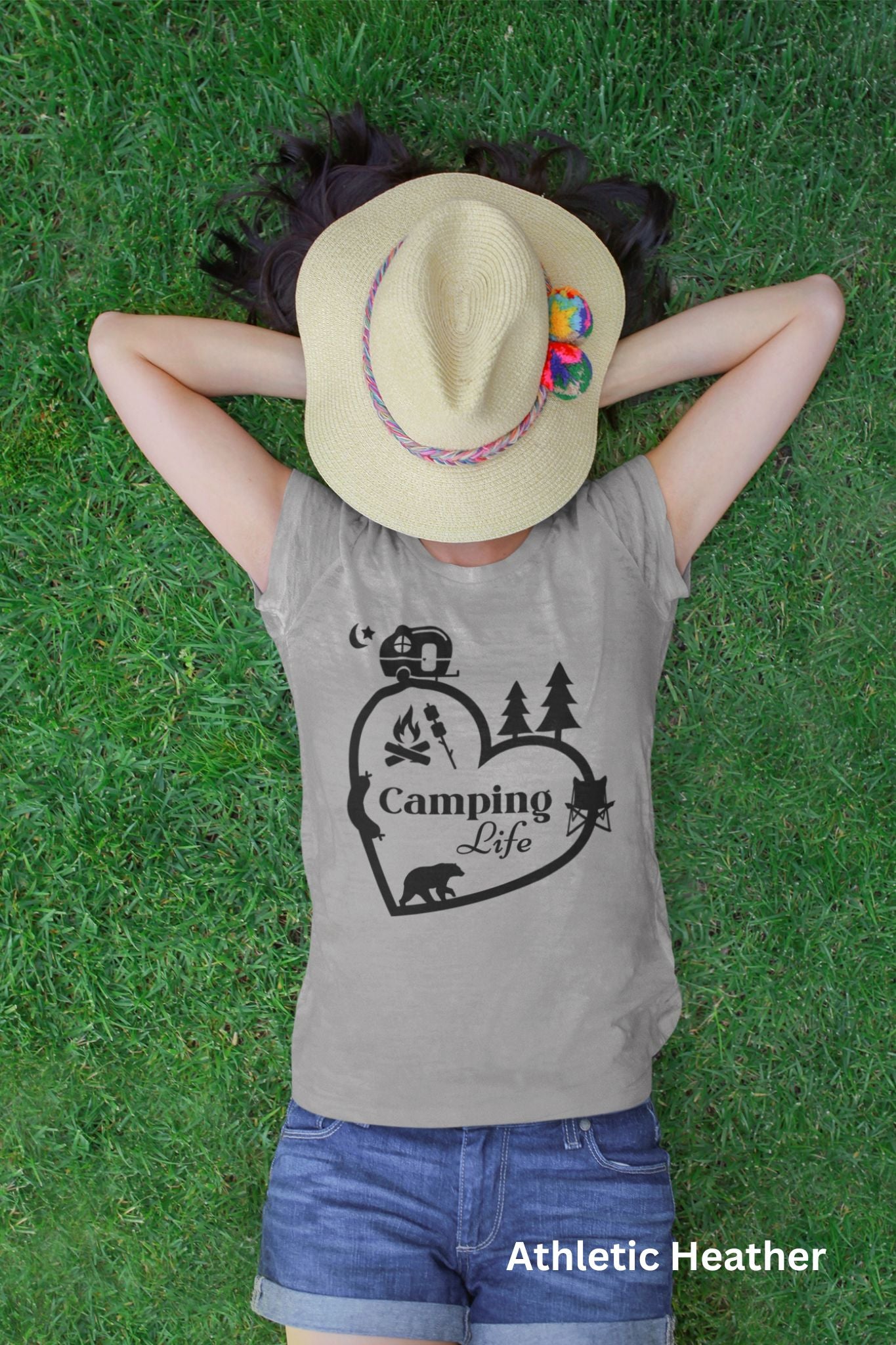 Camping Life Heart T-Shirt - Teardrop Travel Trailer & Campfire Adventure Tee