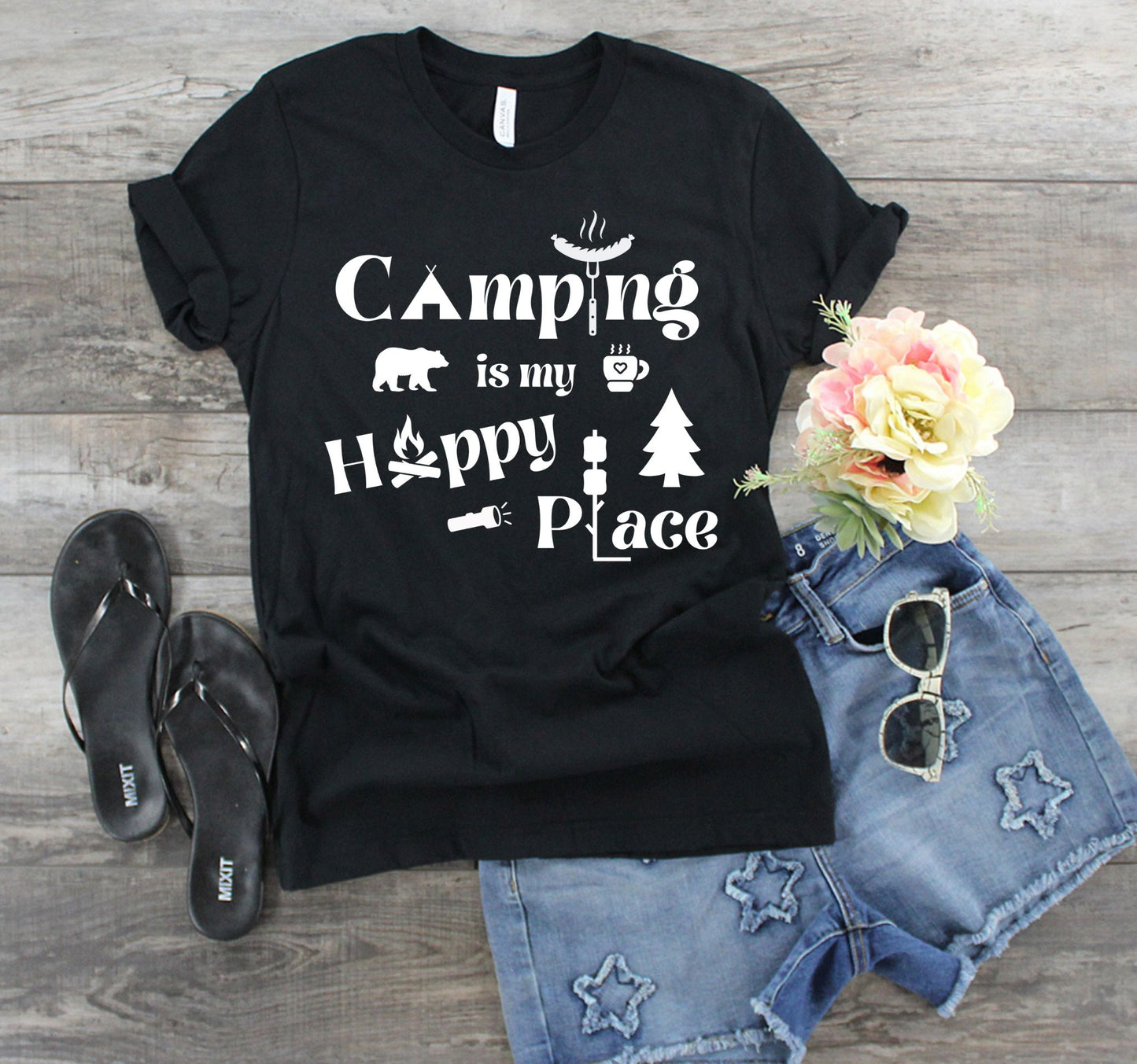 Camping is my Happy Place T-Shirt - Cozy Outdoor Adventure Tee