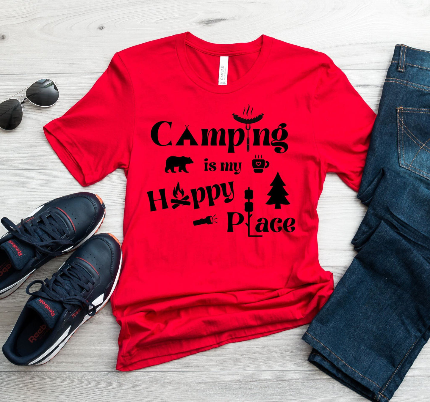 Camping is my Happy Place T-Shirt - Cozy Outdoor Adventure Tee
