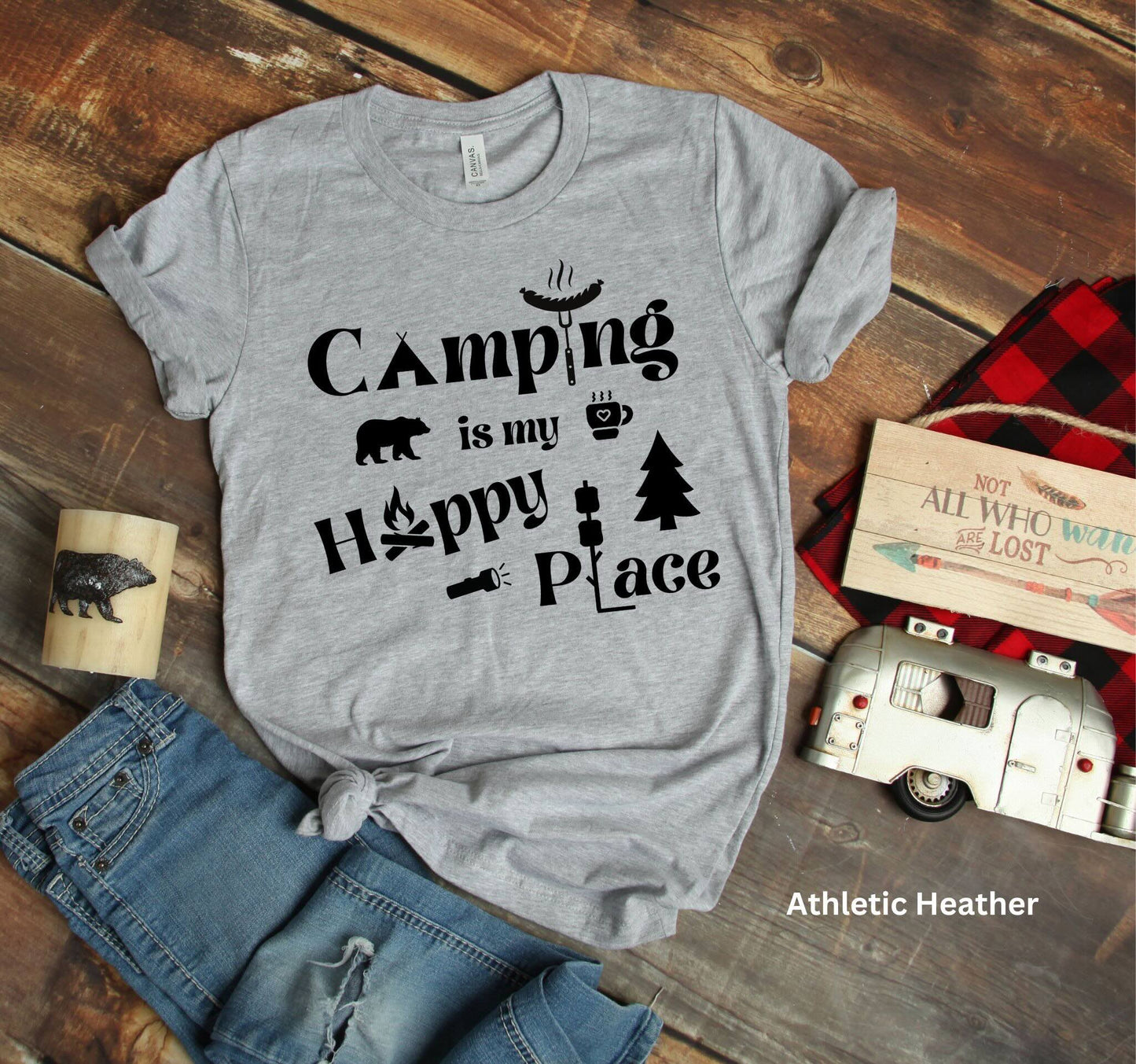 Camping is my Happy Place T-Shirt - Cozy Outdoor Adventure Tee