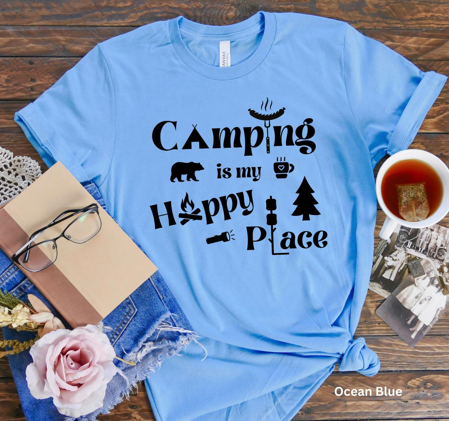 Camping is my Happy Place T-Shirt - Cozy Outdoor Adventure Tee