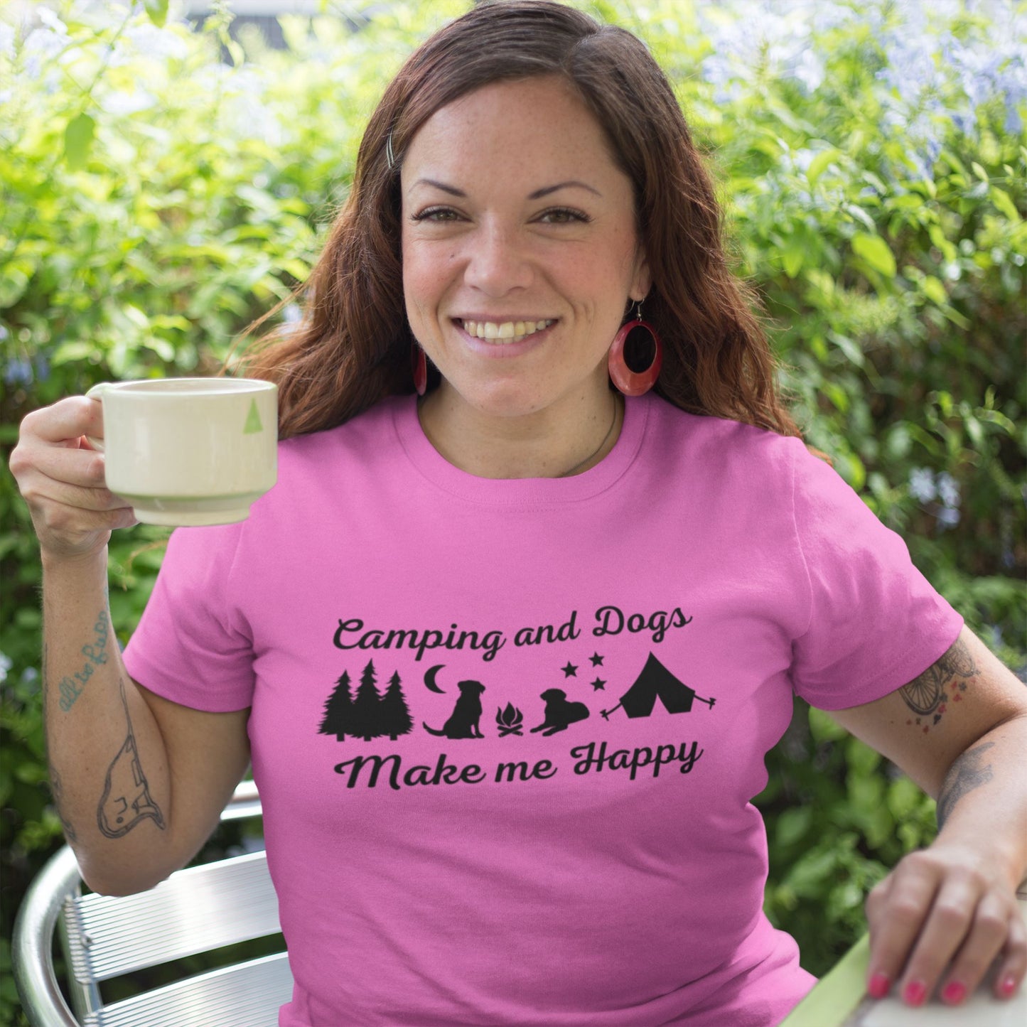 Camping & Dogs Make Me Happy Shirt - Adventure Tee with Campfire & Starry Night Design