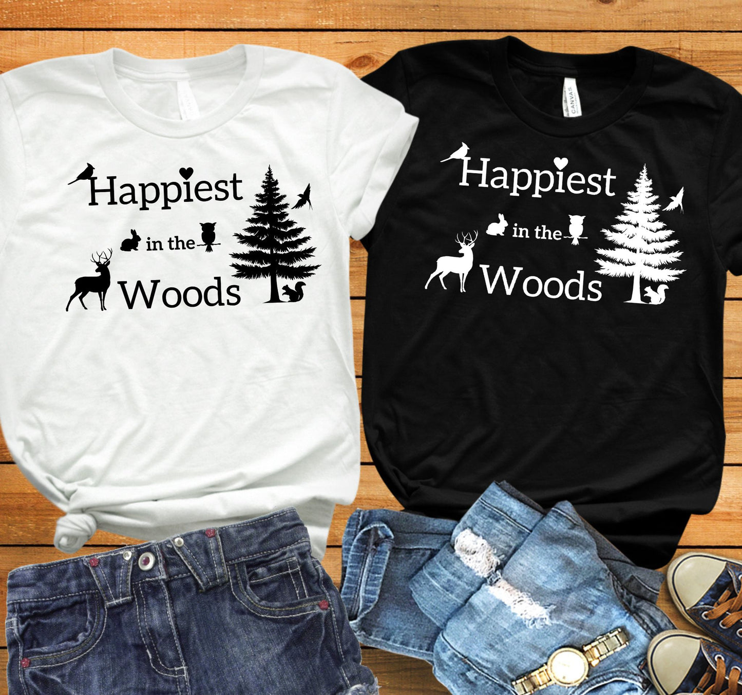 Happiest in the Woods - Adventure, Hiking & Nature T-Shirt