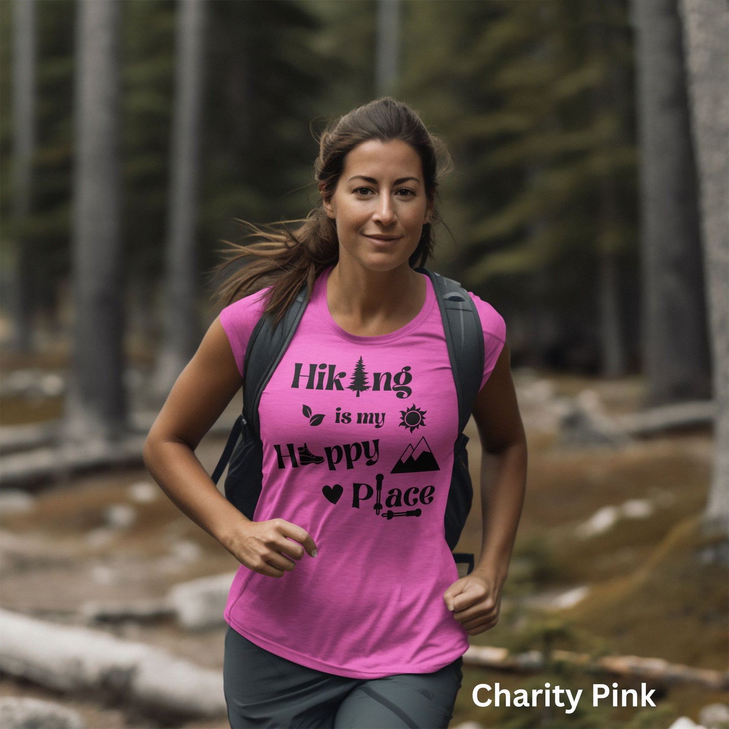 Hiking is My Happy Place T-Shirt - Outdoor Adventure & Nature Lover Tee