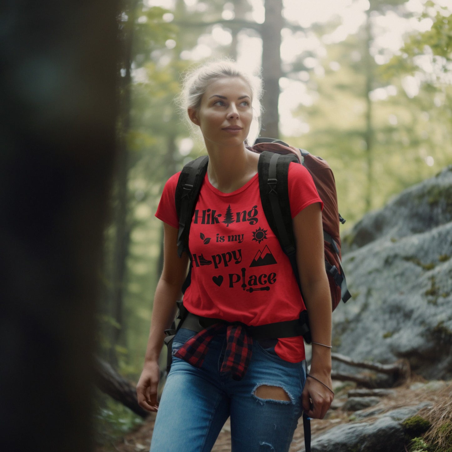 Hiking is My Happy Place T-Shirt - Outdoor Adventure & Nature Lover Tee