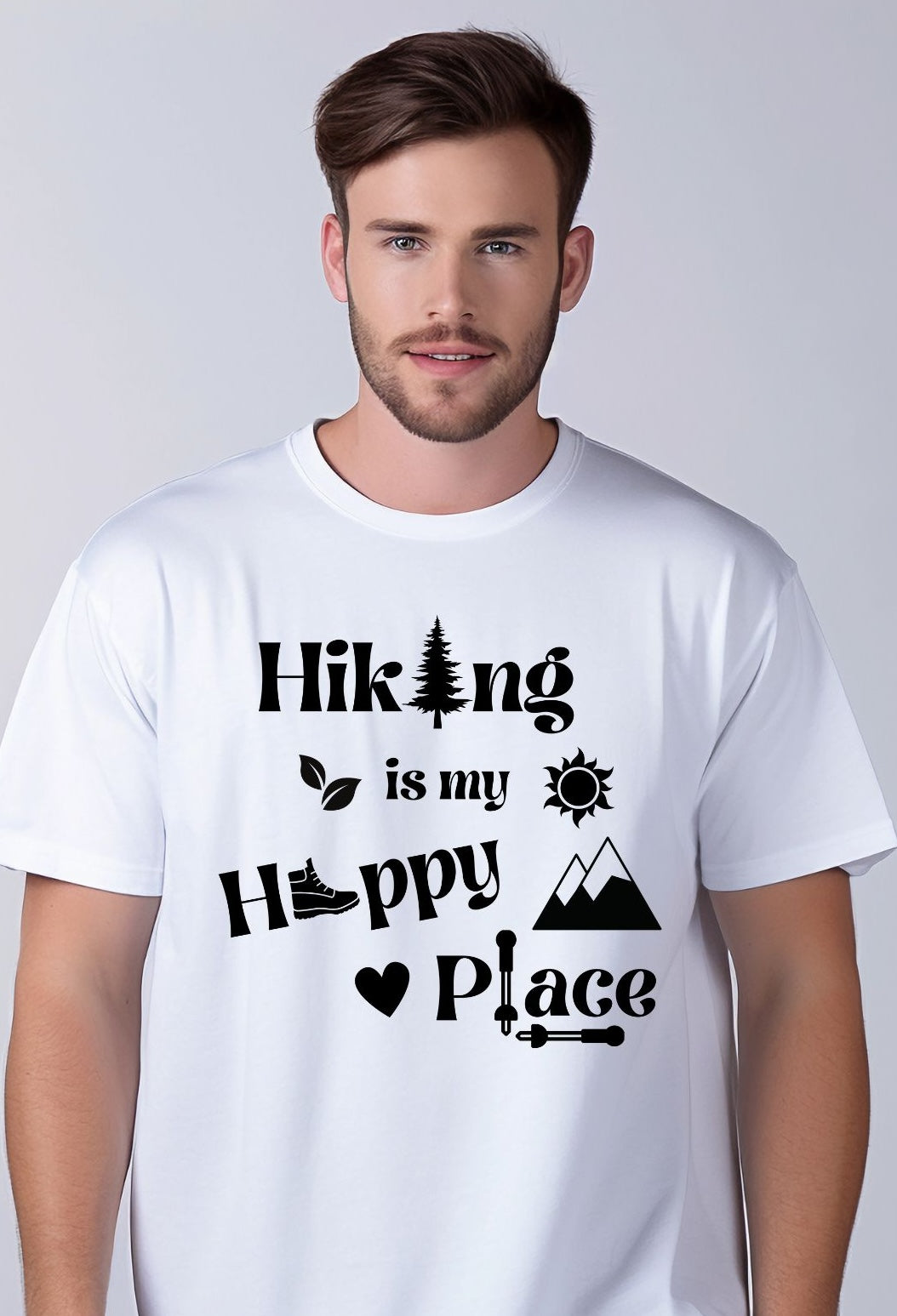Hiking is My Happy Place T-Shirt - Outdoor Adventure & Nature Lover Tee