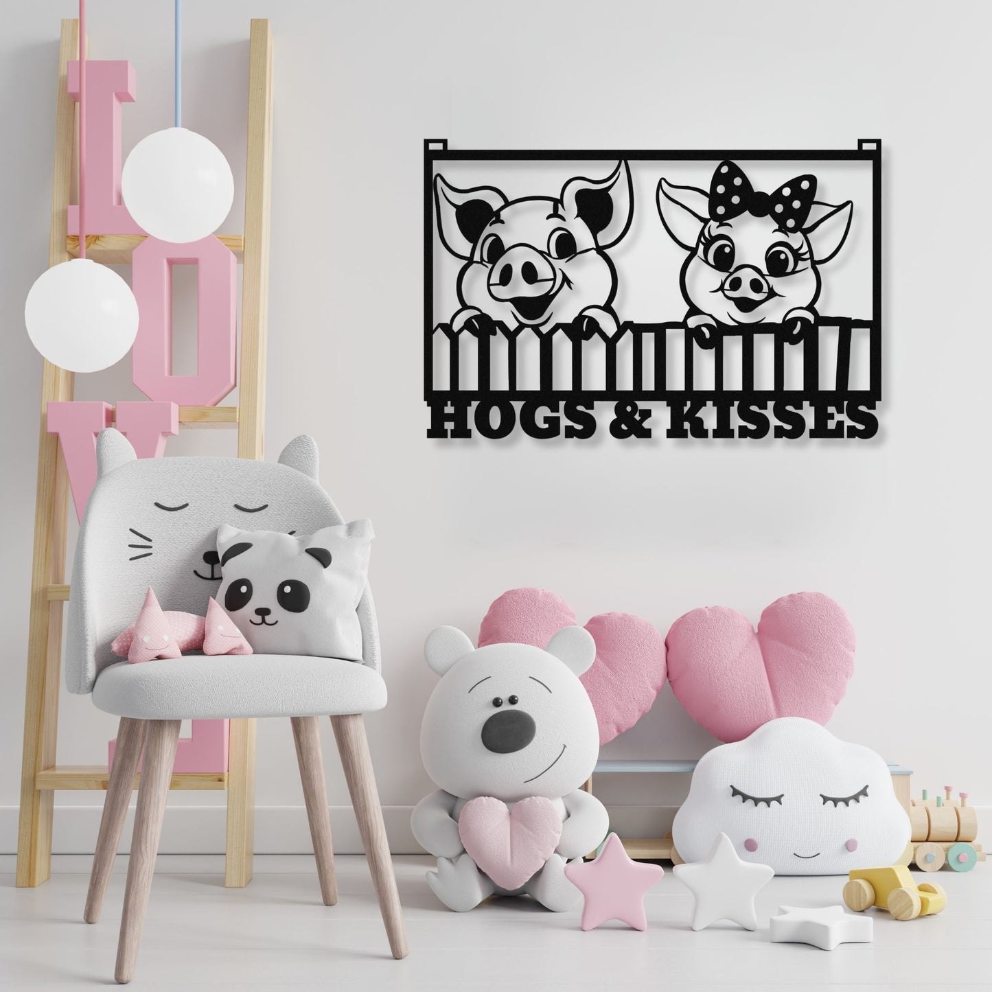 Hogs & Kisses Farmhouse Sign
