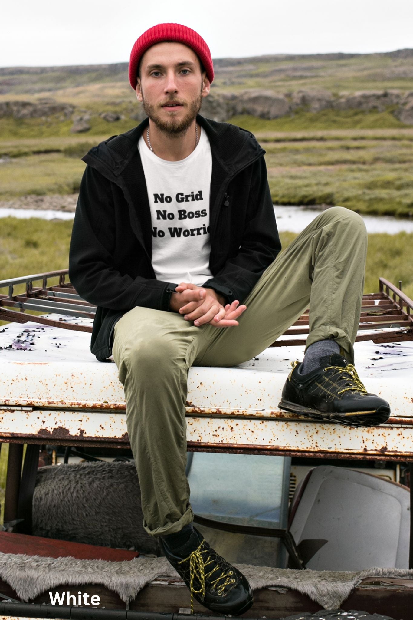 No Grid No Boss No Worries T-Shirt - Off Grid Self Sufficiency Freedom Shirt