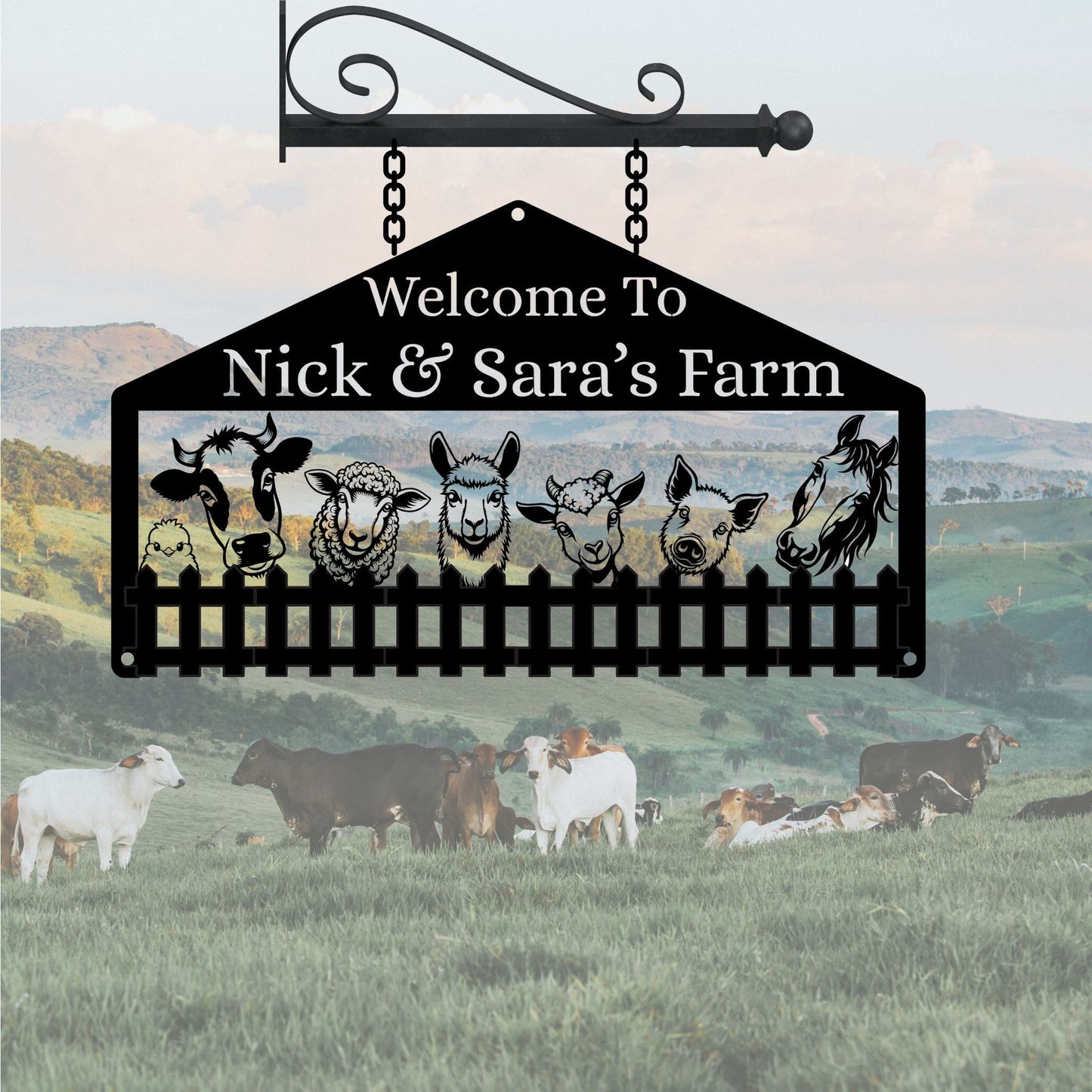 Custom Barnyard Friends Welcome Sign