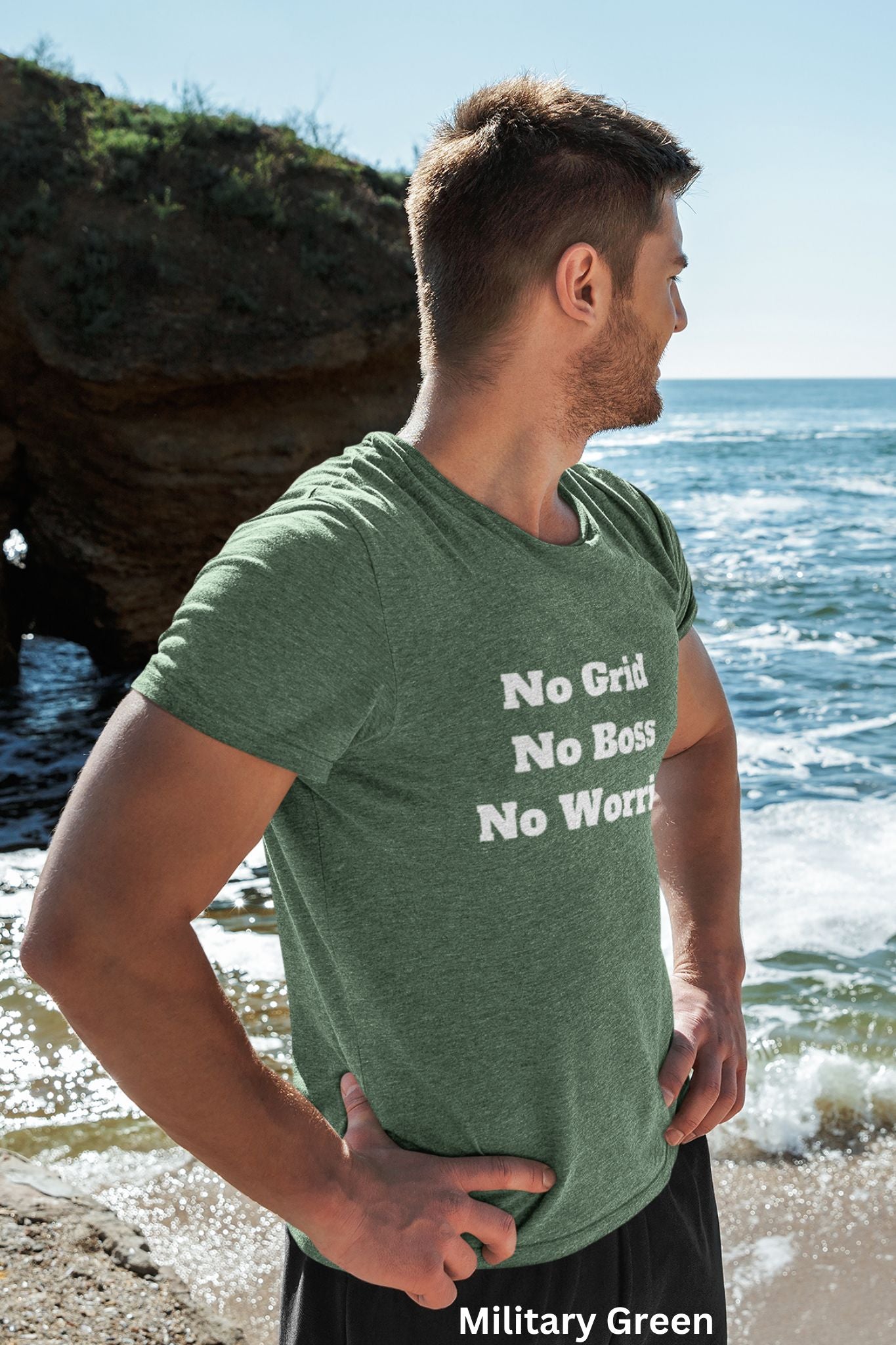 No Grid No Boss No Worries T-Shirt - Off Grid Self Sufficiency Freedom Shirt