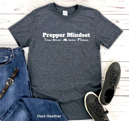 Prepper Mindset T-Shirt - Survivalist & Self-Reliance Tee
