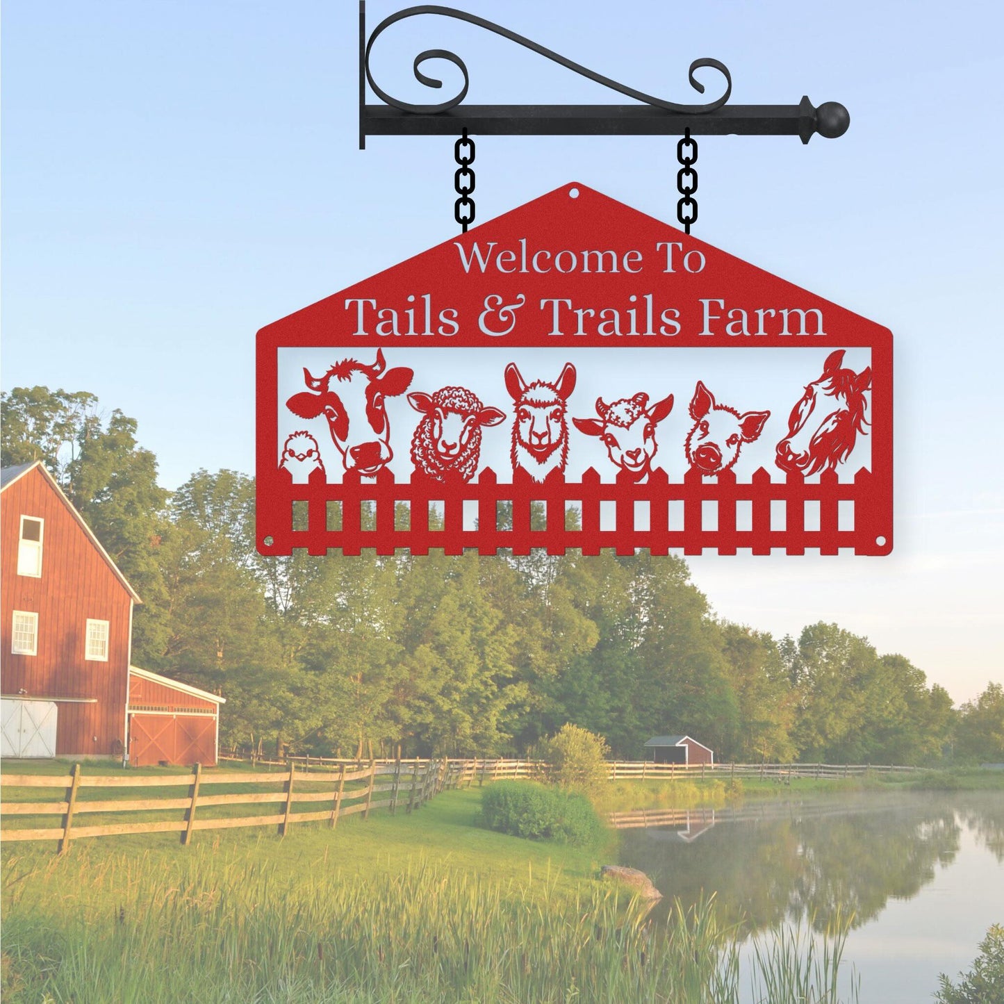 Custom Barnyard Friends Welcome Sign