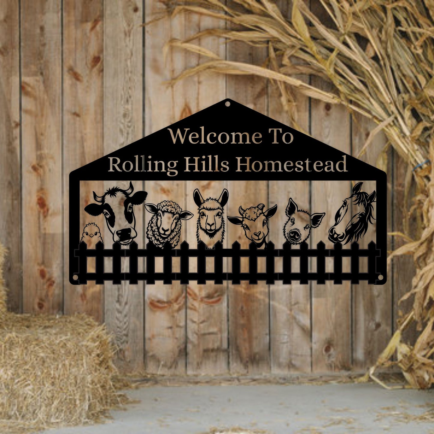 Custom Barnyard Friends Welcome Sign
