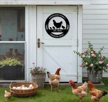 Hen and Chicks Personalized Coop Sign