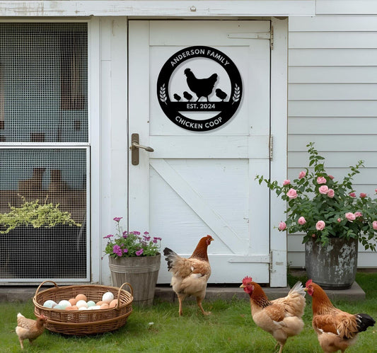 Hen and Chicks Personalized Coop Sign