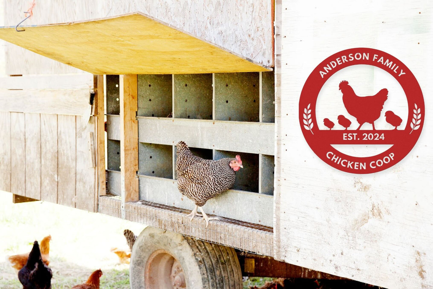 Hen and Chicks Personalized Coop Sign