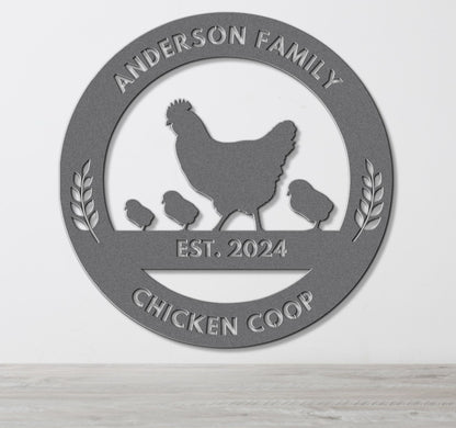 Hen and Chicks Personalized Coop Sign