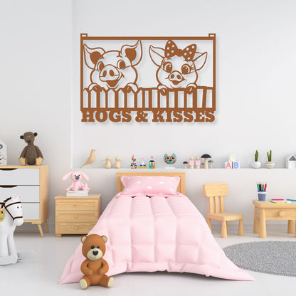 Hogs & Kisses Farmhouse Sign