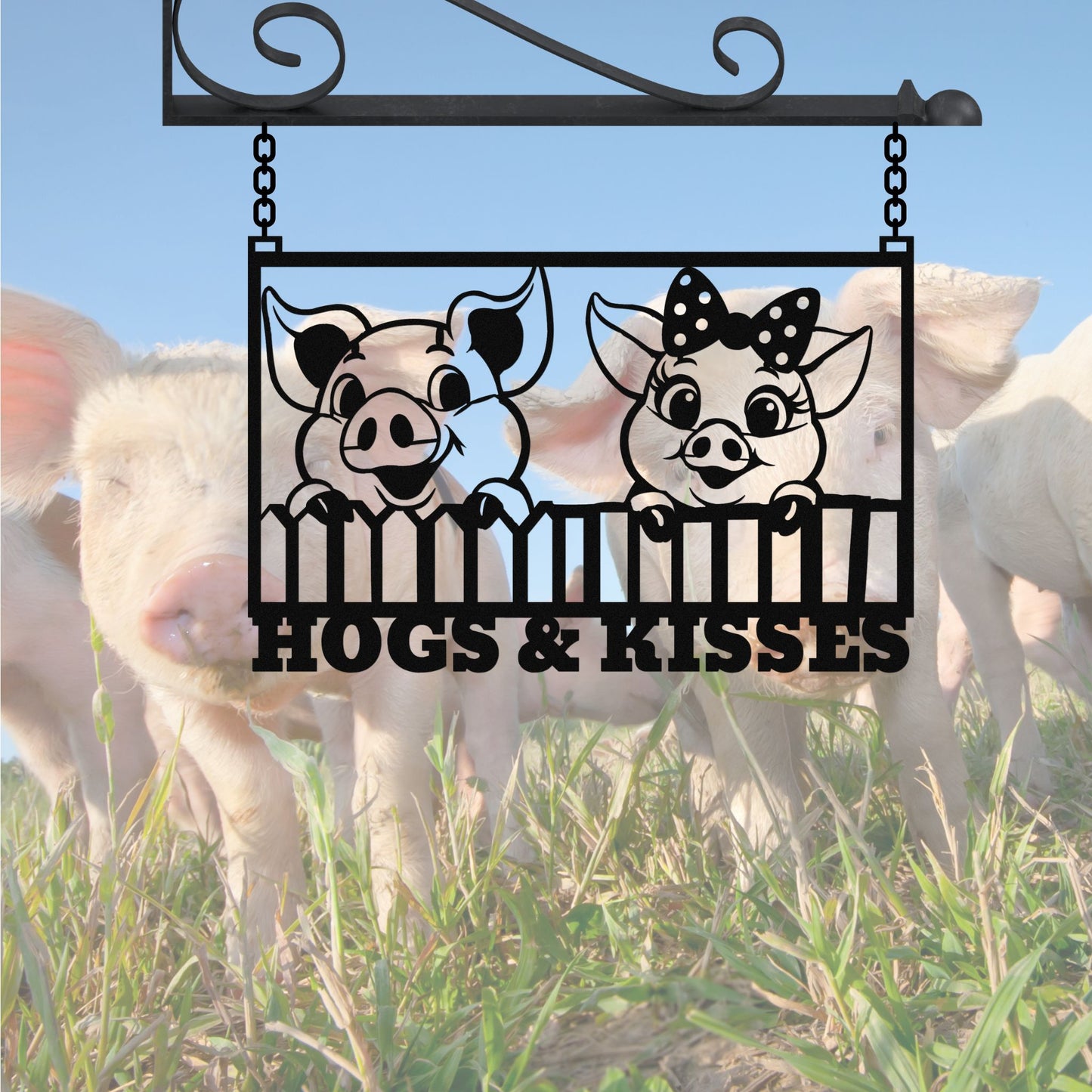 Hogs & Kisses Farmhouse Sign