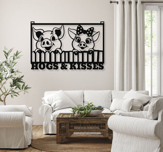 Hogs & Kisses Farmhouse Sign