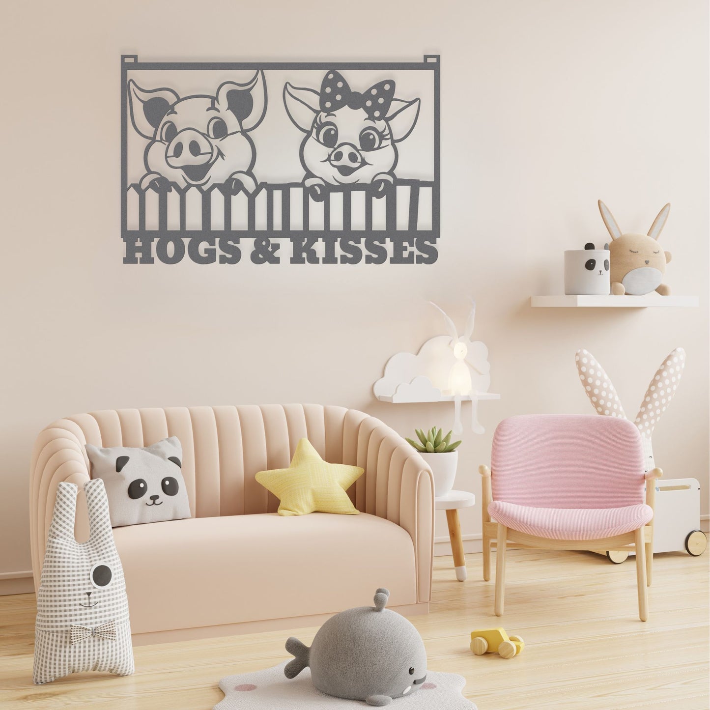 Hogs & Kisses Farmhouse Sign