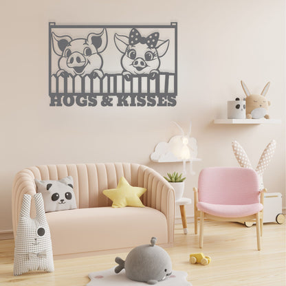 Hogs & Kisses Farmhouse Sign